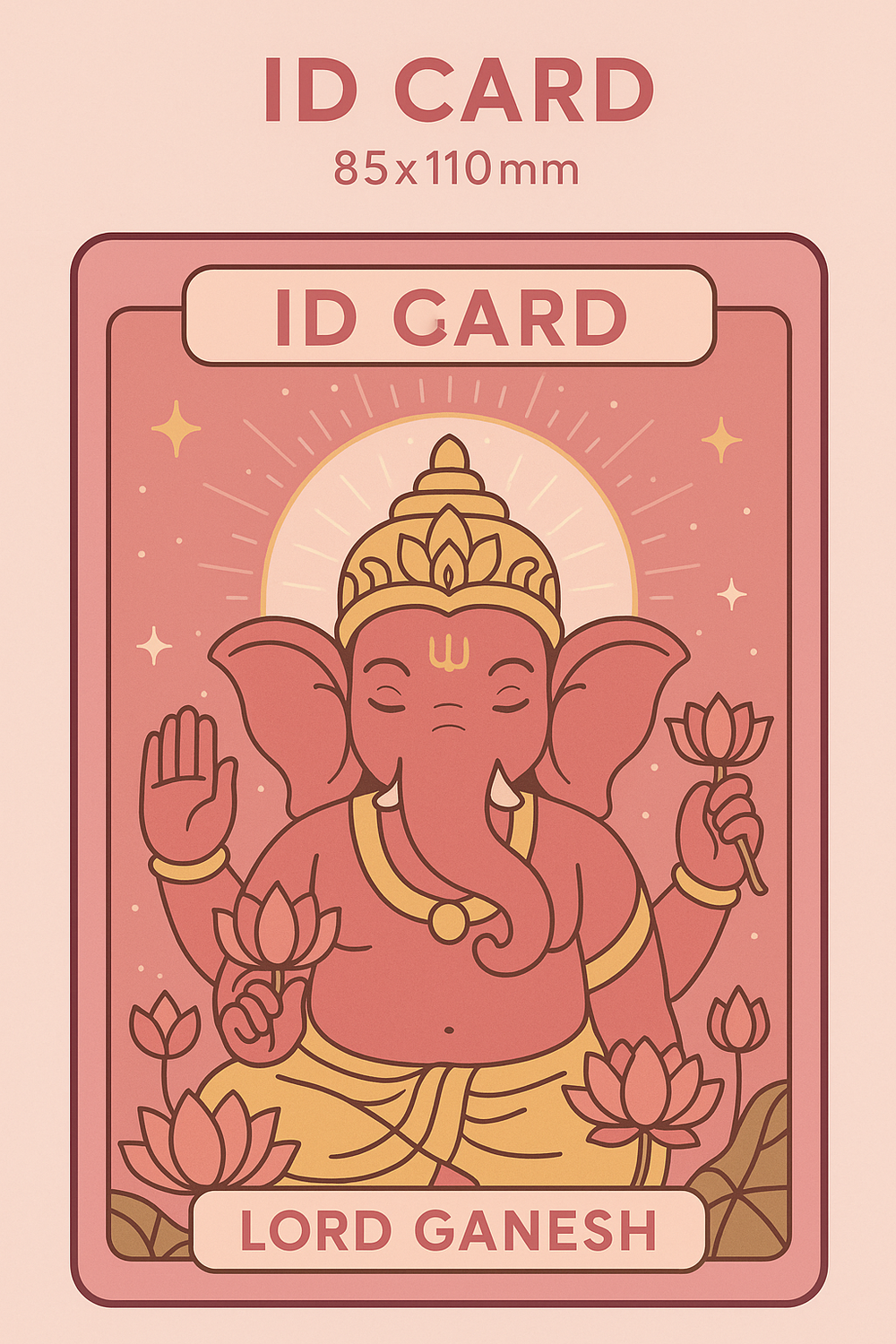 Ganesh Mandal ID Card Design Templates SVG (85x130mm) – Editable for CorelDRAW, Photoshop, Illustrator