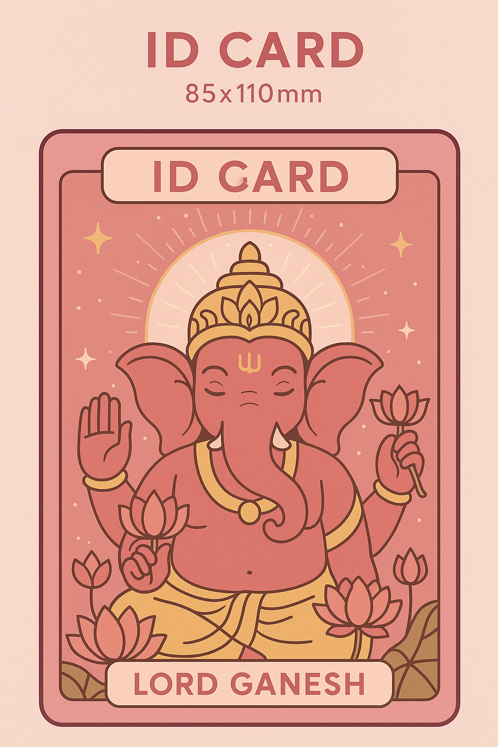Ganesh Mandal ID Card Design Templates SVG (85x130mm) – Editable for CorelDRAW, Photoshop, Illustrator