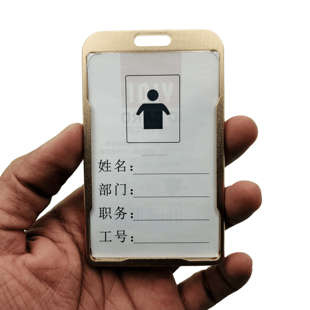gold METAL ID CARD HOLDER Aluminium ID CARD BADGE TAG HOLDER 6 removebg