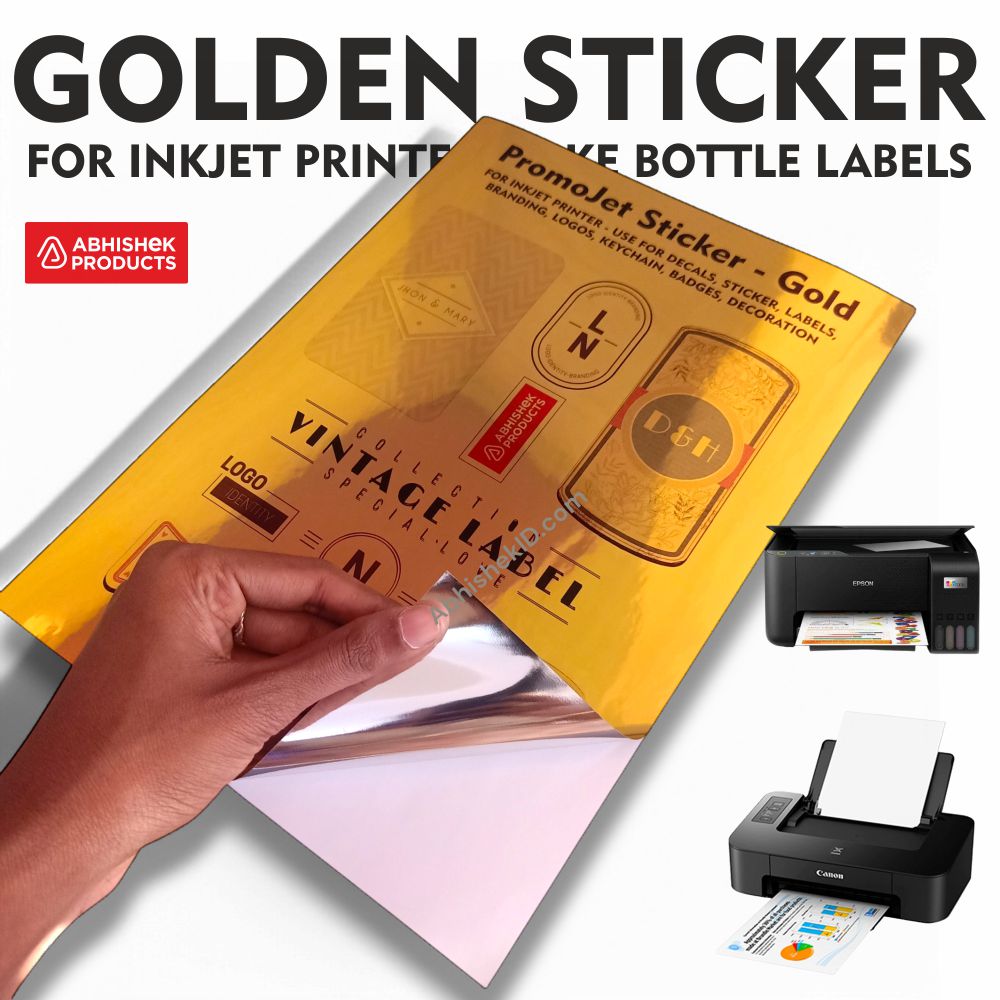 A4 Gold Promojet Sticker For Inkjet Printer For Branding, Labeling and Decoration