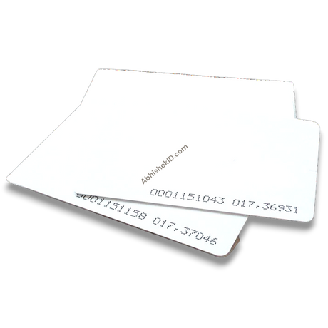White MIFARE Classic 1K PVC Thermal Card 13.56 MHz Contactless RFID Smart Card with printed access control serial numbers.