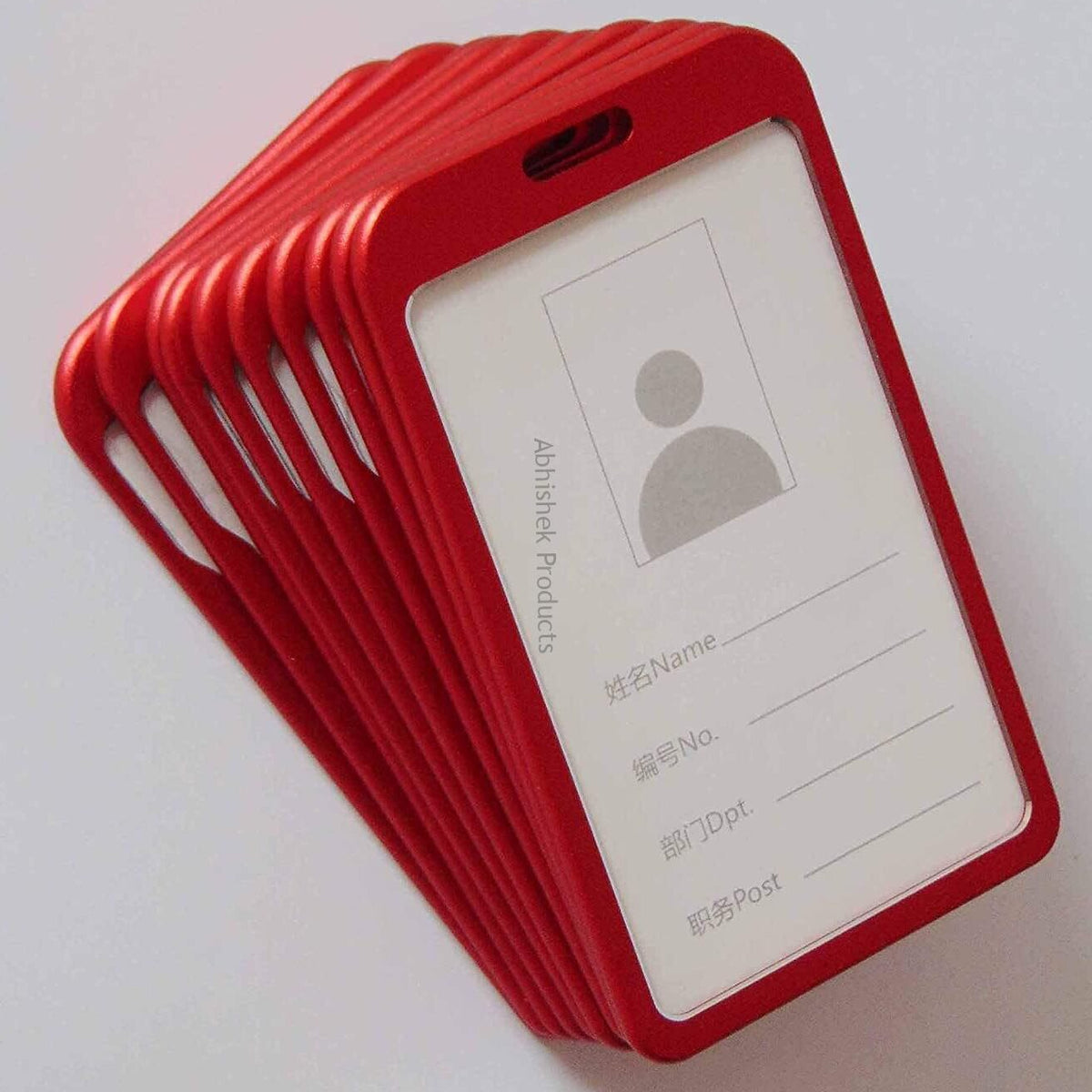Id Card Tag Rope Red Red Metal ID Card Holder 54x86mm | Premium Vertical Aluminium Badge by ...
