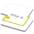 White MIFARE Classic 1K PVC Thermal Card showing internal yellow 13.56 MHz contactless RFID antenna and smart chip.