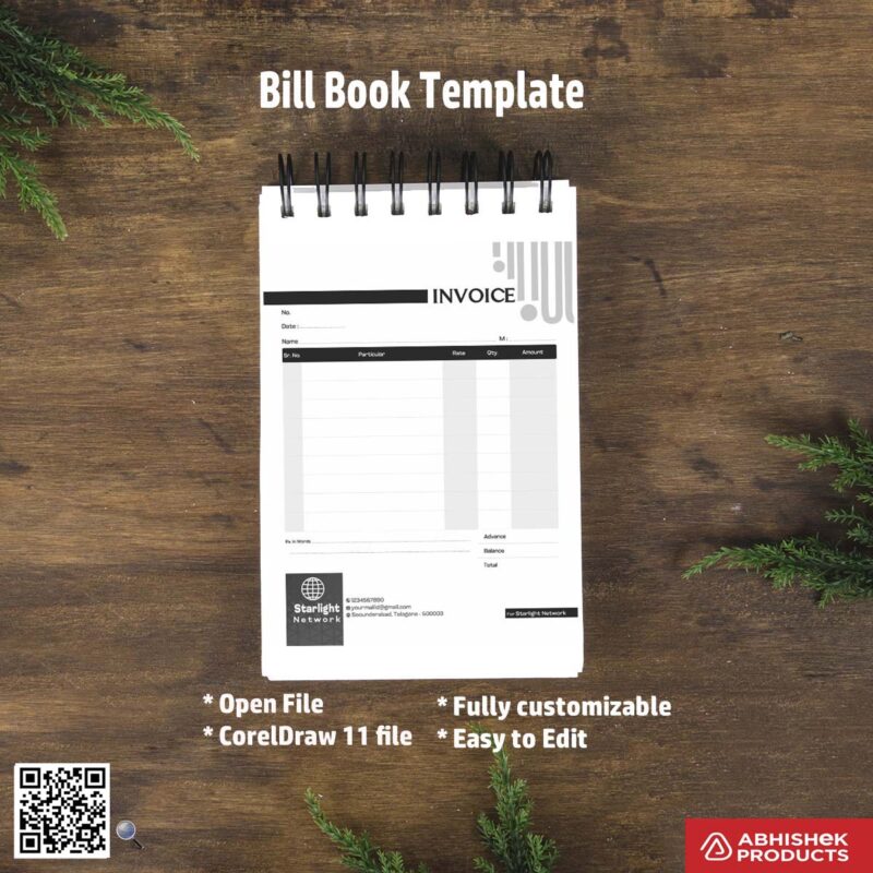 Basic structured bill book design layout For Network