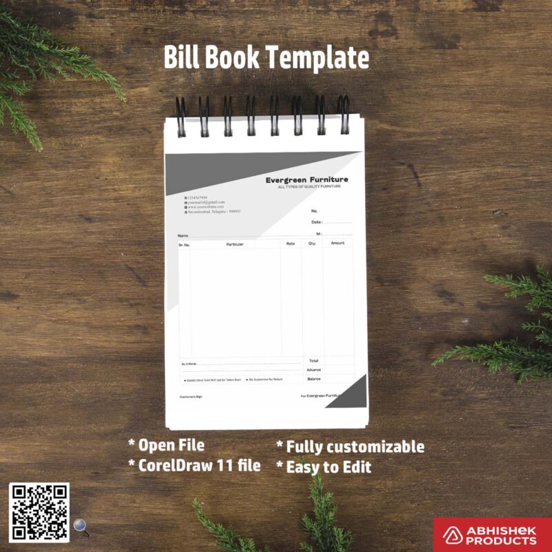 Basic structured bill book layout for print studios For Furniture