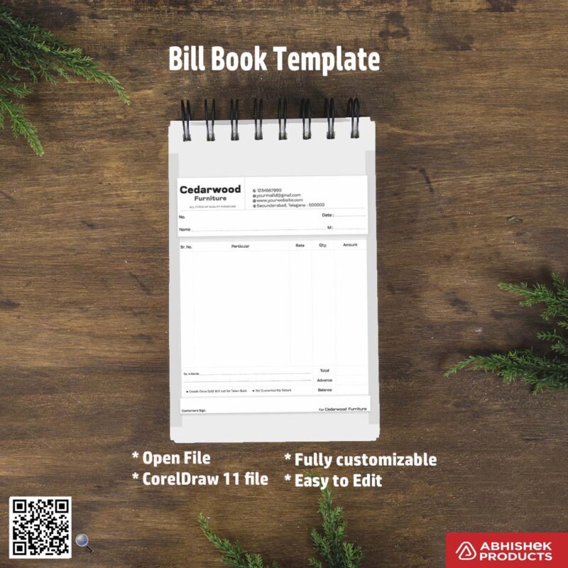 Clean structured bill book layout for graphic designers For Furniture