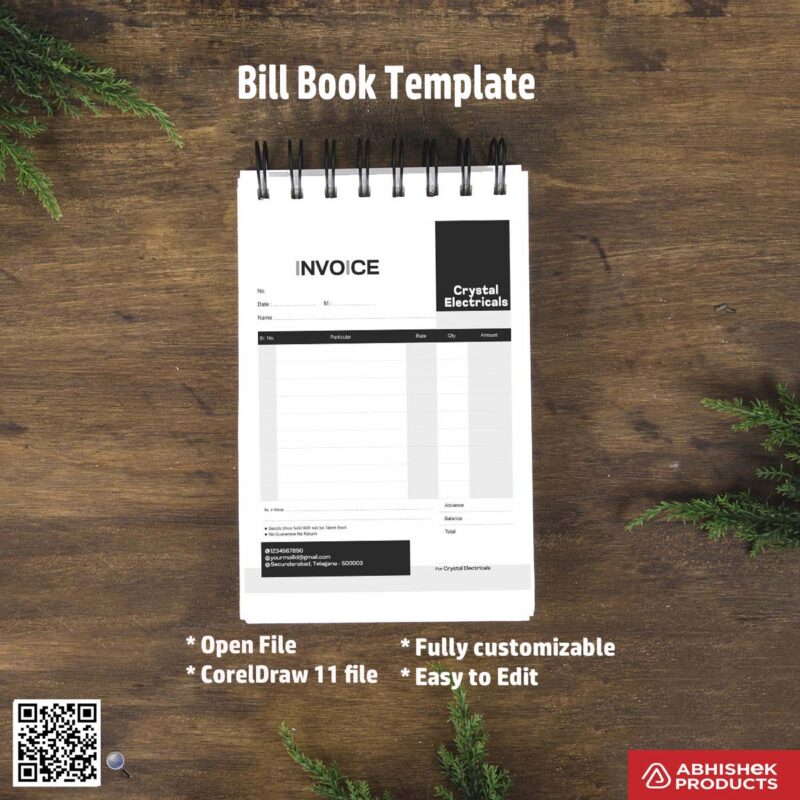 Simple bill book outline design for graphic designers For Electrical