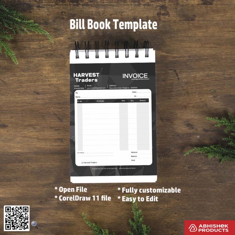 Minimalist single-colour bill book template for freelancers For Traders