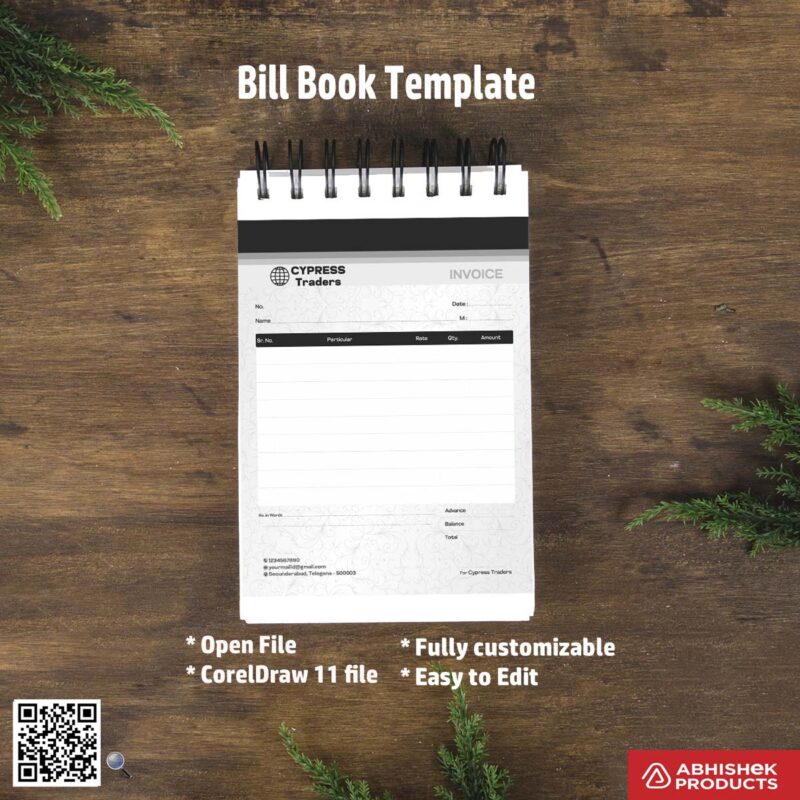 Minimal customizable bill book design For Traders