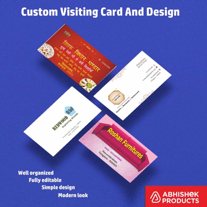 Visiting Card Design Files For Travel Planner, Hotel, Safari, Restaurant, Sweets, Wood, Furnitures, Plywood, doors, Apparels, Garments, Boutique